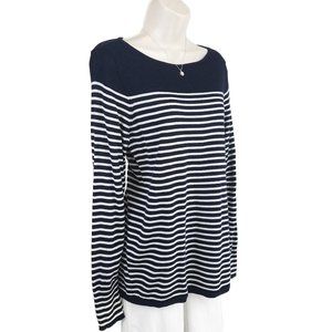 Banana Republic merino stripe sweater blue L